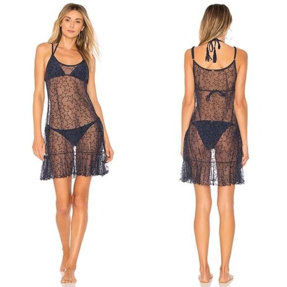 Pilyq Starry Dress in Starlight Swim Coverup Size M/L Navy Blue Medium Large - Picture 1 of 10
